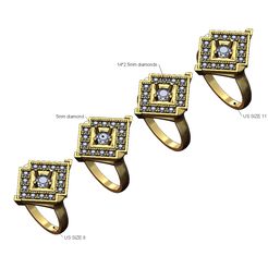 Lozenge-plate-5mm-diamond-ring-size8to11-00.jpg Bague en diamant 5mm pierre en forme de losange Tailles Us 8à11 Modèle imprimé en 3D