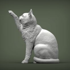 A-cat-with-a-raised-paw1.jpg 3D-Datei Katze für 3d-Druck・Modell zum Herunterladen und 3D-Drucken