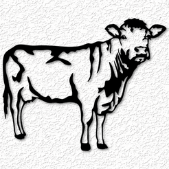project_20230601_0933232-01.png STL-Datei Realistische Kuh Wandkunst Rindvieh Wanddekor 2d Kunst Tier・3D-druckbare Vorlage zum herunterladen