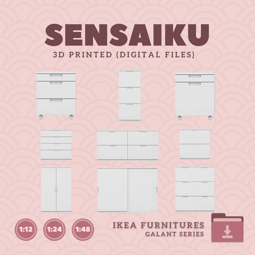 Miniature Replica GALANT Furniture Series - IKEA (1:12,24,48) - 3D Print Instant Download 3D model