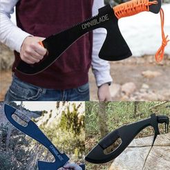 techknowledge__-20210313-0001.jpg STL file Omniblade Machete Multitool with Sheath - 3-in-1 Survival Tool Including cnc file Machete Knife Tactical Tomahawk and Survival Saw real size・3D printer model to download, Gharianyy