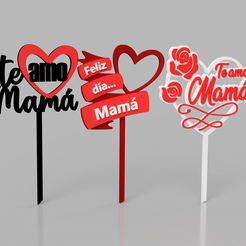 Topper_Conjunto1.png STL file HAPPY MOTHER'S DAY TOPPERS・Template to download and 3D print