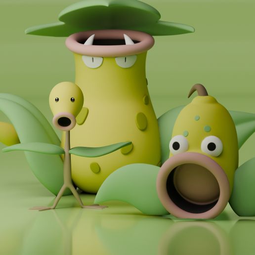 Bellsprout Weepinbell Victreebel Pokemon Fanart Pack 3D model