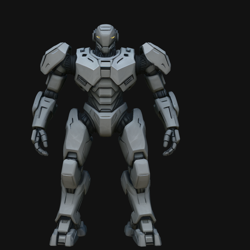 Armored Exosuit Robot Statue Design 3 - 3D Print Model
