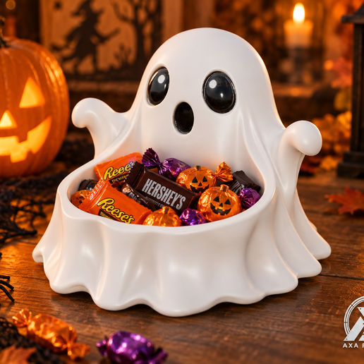 Chibi Ghost Candy & Trinket Bowl STL | Halloween 3D Print Storage
