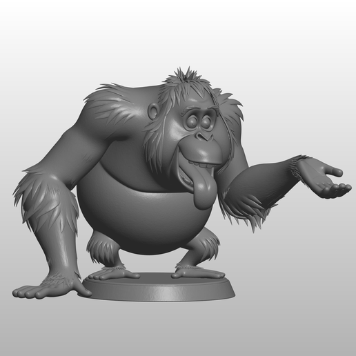 Digital King Louie STL File Inspired by Disney’s The Jungle Book - Stylized Orangutan Sculpture for High Quality 3D Printing