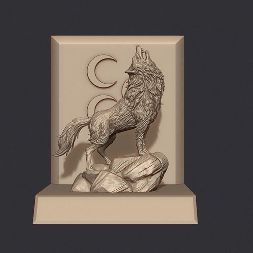 Three Crescents and Howling Wolf Statue