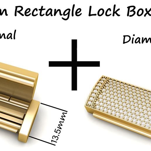 13 and half mm Rectangular Lock Box Combo of Plain and Diamond 3D model