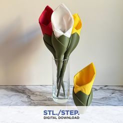 Foto-Etsy2.jpg Tulip | 3D napkin holder | Digital Files | 3D flower | 3D digital file | 3D stl file | 3D model STL | napkin | 3D bouquet