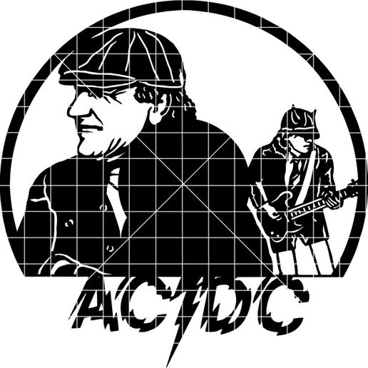 DXF file AC DC for laser cutting on vinyl record DXF file ⏺️ ・3D print ...