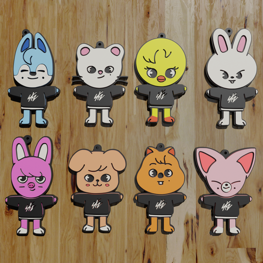 🗝️ SKZOO PACK, MASCOTES CRIANÇAS VADIAS, 8 PORTA-CHAVES / PORTA
