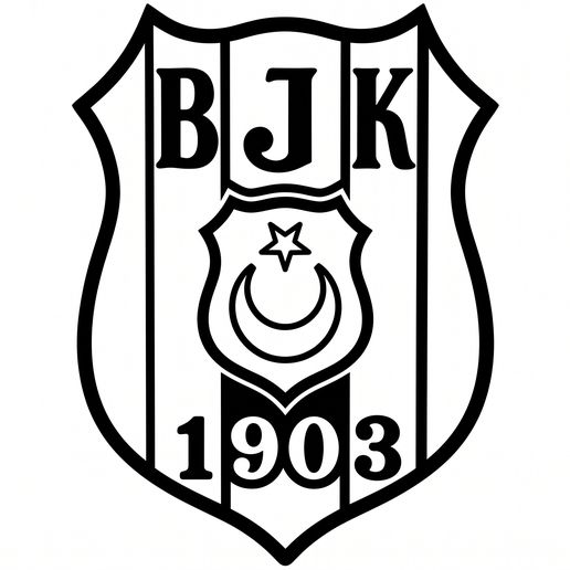 Besiktas JK 1903 Football Club Crest 2D Wall Art - BJK Soccer Shield Plaque STL