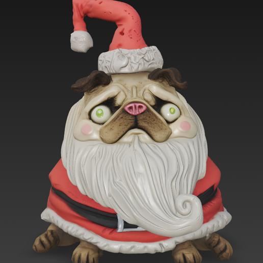 Pug Santa Claus Santa Claus Pug Christmas Decorative Pug Figure 3D model