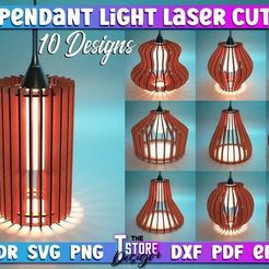 1.jpg 3D file Wooden pendant lamps - Vector laser cutting and engraving・3D printing template to download