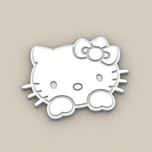 KITTEN-HELLO-KITTY_2-NoColor.jpg Топпер для бейджей с катушкой Flat Back KITTEN - HELLO KITTY - Топпер для захвата телефона - 3MF