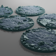 ovw2.png 5x 64mm bases with frozen ice tundra design (+toppers)