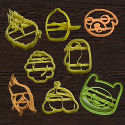 AT.png STL file Adventure time characters Cookie Cutters set・3D printing idea to download