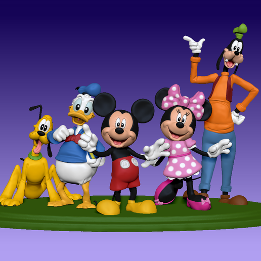 mickey mouse minnie mouse goofy donald duck pluto diorama from mickey mouse cartoon show
