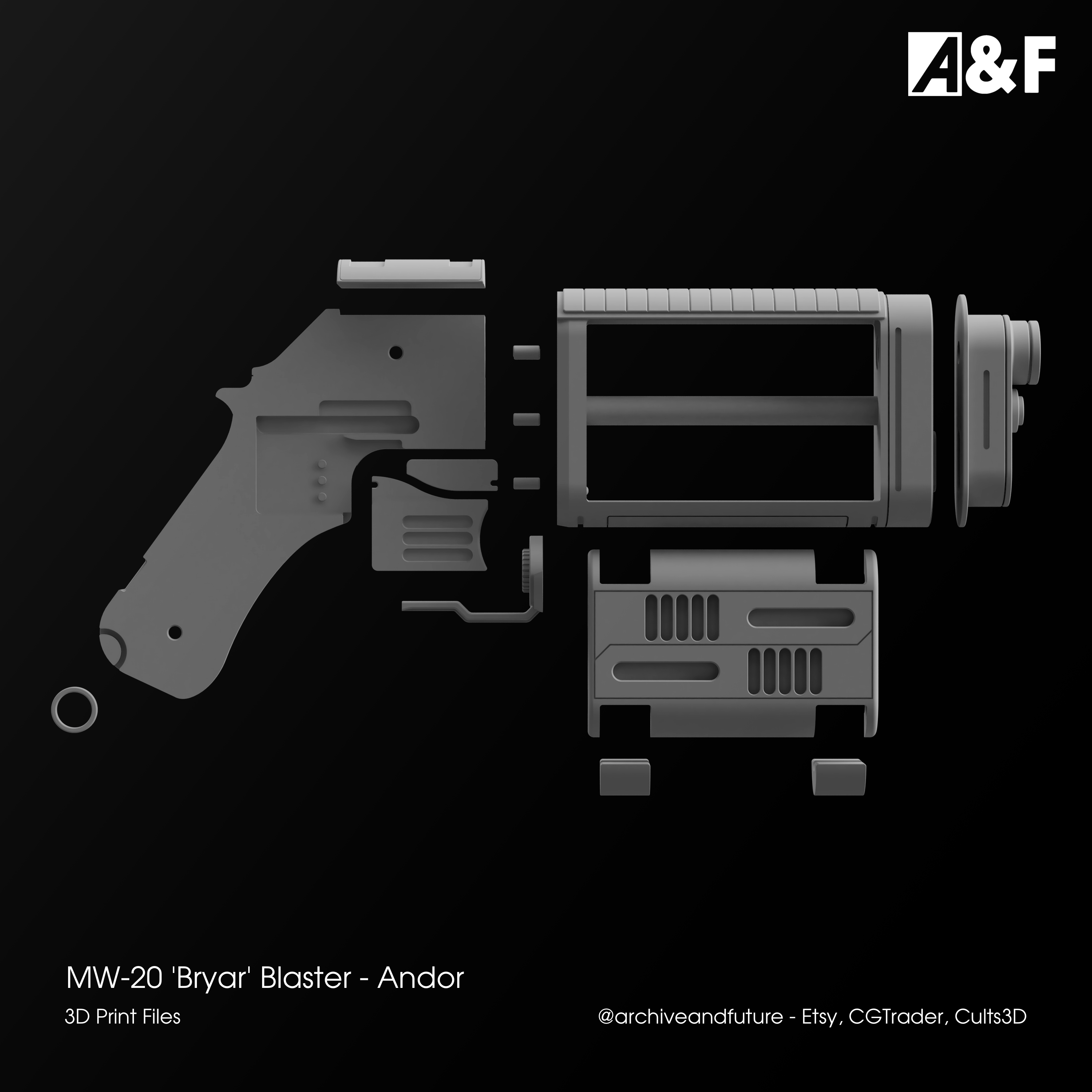 Archivo 3d Cassian Andor Mw 20 Bryar Blaster Stl Andor・diseño Para Descargar Y Imprimir En 3d