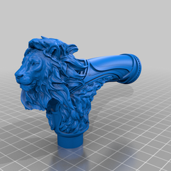 Lion_Walking_Stick.png Free STL file Lion Walking Stick Handle・3D printing model to download