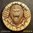 Gorilla.jpg Angry Gorilla Relief for CNC Laser and 3D Print STL File and 4K Grayscale TIF - High Detail 3D Model