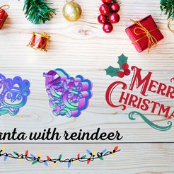 santa-with-reindeer.jpg STL-Datei WEIHNACHTSMANN MIT RENTIER AUSSTECHPLÄTZCHEN・3D-druckbare Vorlage zum herunterladen