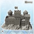 9.jpg Large damaged castle with double towers and keep with flag (18) - Medieval Gothic Feudal Old Archaic Saga 28mm 15mm