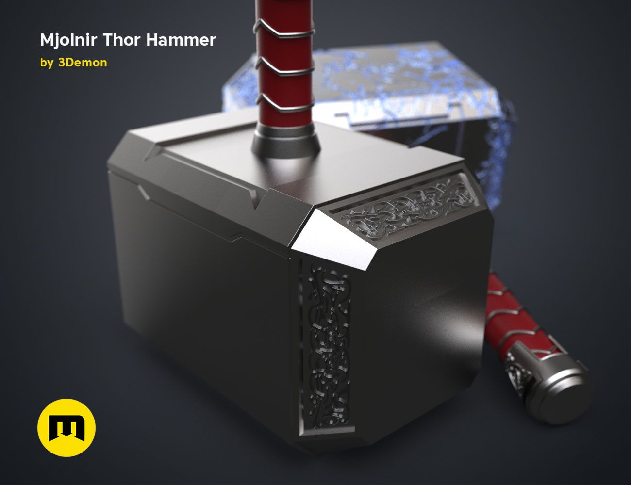 Thor-Mjolnir_NEW-render-scene-9.jpg 3D-Datei Mjolnir-Hammer (Liebe und Donner)・3D-druckbares Design zum Herunterladen, 3D-mon