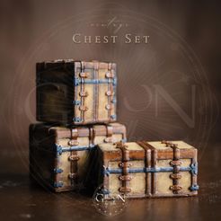 CC = jaa Y) oN ee) ence ye, Fichier STL Vieux Coffre Set / Miniature Classic Rustic 3 Three Trunk - Suitcase・Modèle à télécharger et à imprimer en 3D
