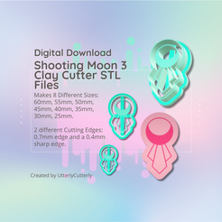 Cover-7.png Archivo 3D Clay Cutter STL File - Shooting Moon 3 - Celestial Earring Digital File Download- 8 tamaños y 2 versiones de cortador, cortador de galletas・Modelo para descargar y imprimir en 3D