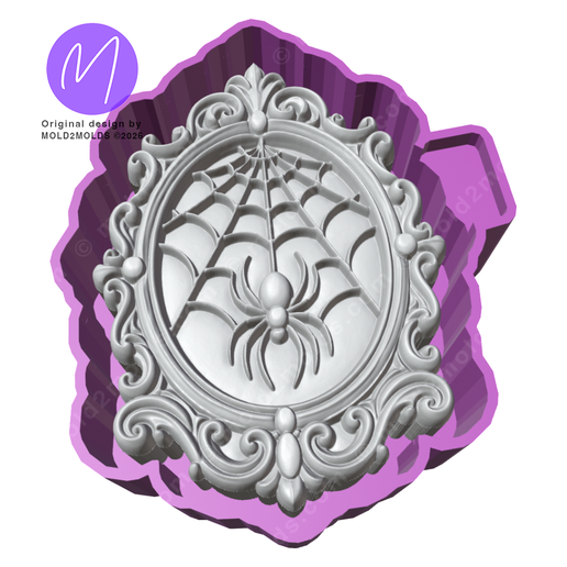 3D Gothic Spider Web Frame Freshie STL Mold Housing