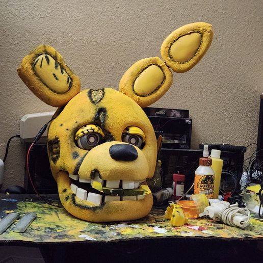 🐇 THE YELLOW RABBIT FNAF MOVIE WEARABLE HEAD with eye and jaw mechanism ...