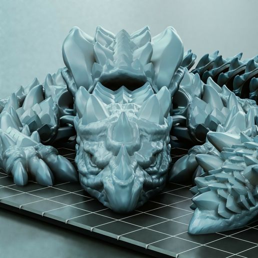 HeyPrintIt_The_Dragon_V03.jpg 🐉 Easy-Print Articulated The Dragon - Print-in-Place STL | 30+ Joints | Single-Head, Wingless, 4-Color Multi-Material (Bambu A1 Mini Ready)