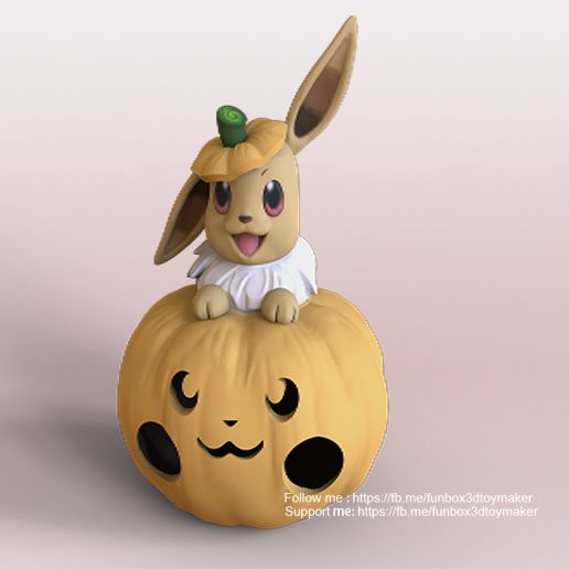 Eevee With Pumpkin Pokemon - Halloween 3D model