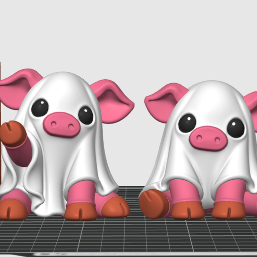 Ghost Pig Duo – Cute Halloween Pig Figurines STL & 3MF | 3D Printable Spooky Animals