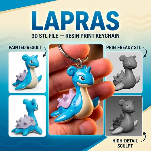 LAPRAS 3D PRINTABLE STL FILE RESIN KEYCHAIN