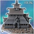 5.jpg Large Scandinavian stave church with bell tower and gable roof (Borgund stavkyrkje inspired) (15) - North Northern Norse Nordic Saga 28mm 15mm Medieval Dark Age