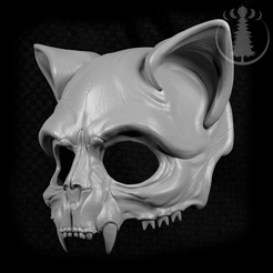 cat2.png STL file Mask "Cat Skull"・3D printer model to download