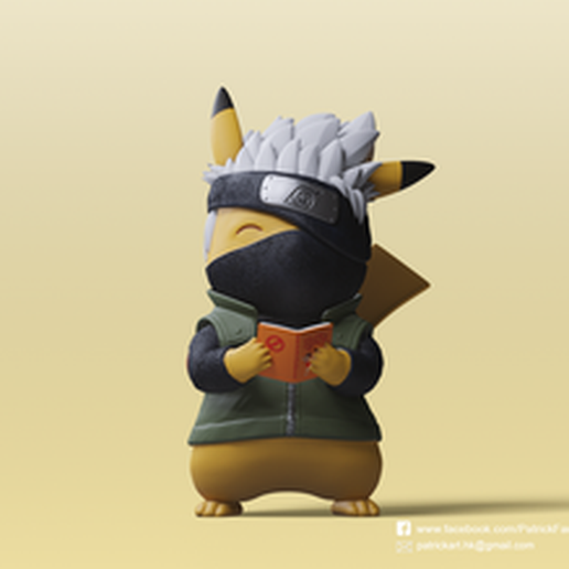 kakashi x pikachu naruto/pokemon 3D model