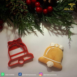Campana.png Fichier STL Coupe-biscuits Cloche de Noël・Modèle imprimable en 3D à télécharger