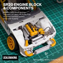 Cult3D-Nissan-S13-Engine_01.jpg Archivo STL Motor SR20 Paquete Turbo・Diseño imprimible en 3D para descargar