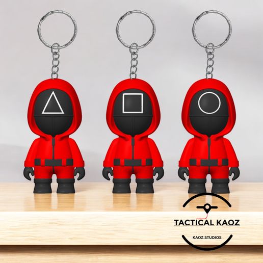 🦑 Squid Game Guards Keychain Figurine Set・ STL File for 3D