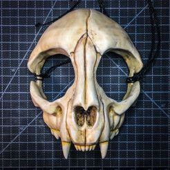 CatSkull.jpeg Archivo STL gratis Máscara de cráneo de gato・Plan para descargar y imprimir en 3D