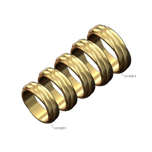 Overlapping bands fashion ring US sizes 5to9 3D print model 3D model