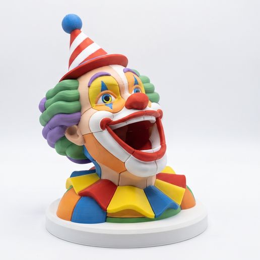 Multicolor 3D Printed Clown Bust Pencil Holder
