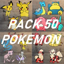 pack 50 pokemon.jpg Fichier 3D Lot de 50 Ornements Pokémon・Modèle pour impression 3D à télécharger, DG22