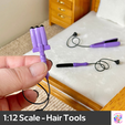 3.png 1:12 scale miniature hair tools - straightener, waver, curler