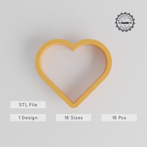 product_1177-01_main.jpg Heart Shape Cutter Set, 18 Sizes from 0.75" to 5", Perfect for Cookies, Fondant & Clay, Romantic Love Geometry Design