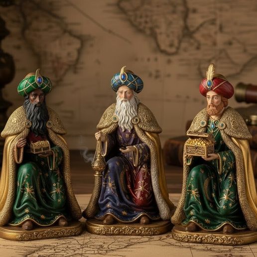 Três Reis Magos - Conjunto com 3 Estatuetas 3D model