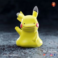 dittochu-col-1-copy.jpg Free 3D file Ditto x Pikachu - Dittochu presupported・3D printer model to download